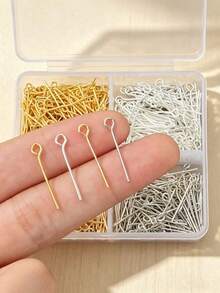 400pcs/Box DIY Jewelry Making Head Pins, 9-Pin, Suitable For Jewelry Making And Sewing Supplies, 9-Eye Pin, Round Head Pin, Cuttable And Bendable Beading Pin, Earring Connector Pin, Pearl Beading DIY Material Accessories - 4-compartment 9-pin Set - View 3