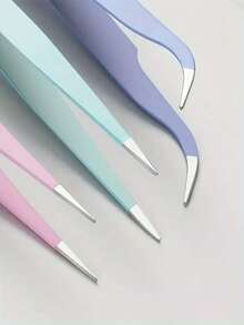 6 Pcs Macaron Color Craft Tweezers, Stainless Steel Precision Tools For Scrapbooking, Nail Art, Stickers And DIY, Non-Electric, No Scent, Mixed Colors - A - View 4