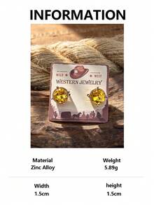 Western Cowboy Style Round Rhinestone Stud Earrings, Vintage Southwestern Single Shiny Crystal Exaggerated Stud Earrings For Women, Cowboy Rodeo Country Music Festival Party Jewelry Gift, Suitable For Daily Wear, Dates, Theme Parties, Will Surely Receive Many Compliments From Friends After Wearing - Round Earrings - View 17