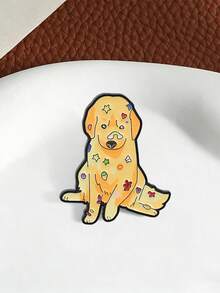 1 Pc Fresh Style Golden Retriever Enamel Pin, Colorful Doodle Cute Dog Shape Brooch, Creative Decorative Badge For Jackets, Backpacks And Garment - Multicolor - View 8