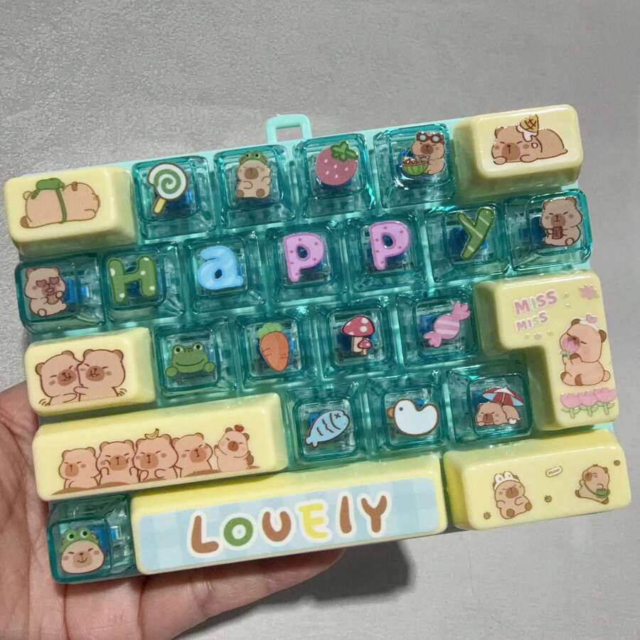 1 móc khóa quà tặng cầm tay series Capybara, đồ chơi treo túi xả stress mini hình bàn phím, phù hợp làm phần thưởng lớp học, mùa tựu trường - Nhiều màu - Xem 1