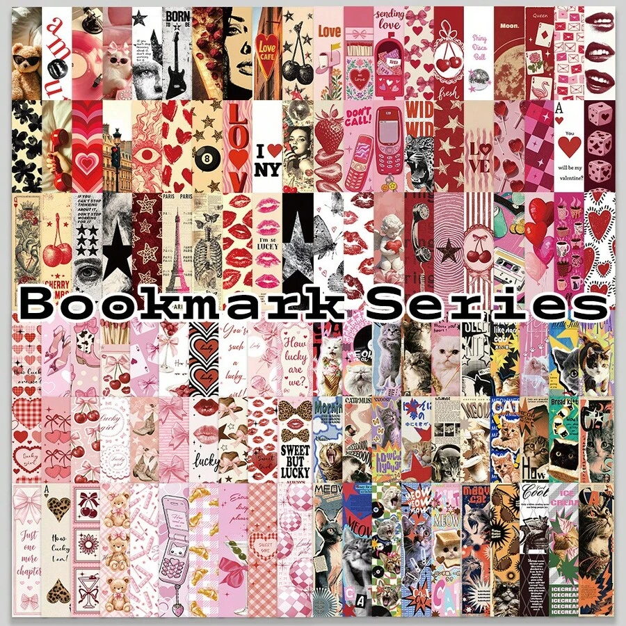 30pcs/120pcs Retro Y2K Fun Cat Poster And Bookmark Set-The Perfect Choice For Book Lovers-Stylish Reading Accessories, The Ideal Gift For Bookworms, And A Must-Have For Reading