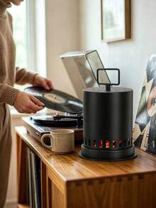 1Pc Portable Tabletop Mini Stove Heater, 360° Air Circulation Metal Small Heating Furnace With Top Handle, Stable Base Desktop Fire Pit For Indoor Home Winter Warm Decoration - Heater - View 3