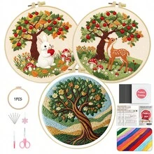 15*15cm/5.9*5.9in 20*20cm/7.9*7.9in,Growing Tree Embroidery Kit, DIY Handmade Embroidery Set For Adult Beginners, Home Gift, Women's Sewing Gift, Including User Manual, Printed Pattern Fabric, Embroidery Frame, Needle And Thread. - Growing Tree - View 16