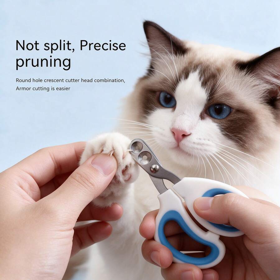 Pet Nail Clippers For Cats & Small Dogs, Dual Round Hole Nail Trimmer, Stainless Steel Sharp Blade Non-Slip Grip Pet Claw Cutting Scissors, Beginner Friendly Pet Grooming Tool - View 1