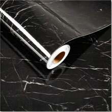 Black Marble Sticker For Countertop, Waterproof Glossy Marble Wallpaper, Self-Adhesive Removable Marble Vinyl Roll For Cabinet, Desktop, Shelf Liner - King Kong Black - View 9