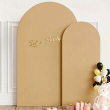 Khaki Arch Backdrop, 5ft, 6ft, 6.6ft, 7.2ft Wedding Arch Cover 2 Panels Spandex Fabric Arch Backdrop Dome Arch Backdrop Fabric Suitable For Birthday Party Wedding Arch Frame Decoration (Arch Frame Not Included, Fabric Backdrop Only) - Khaki - View 7