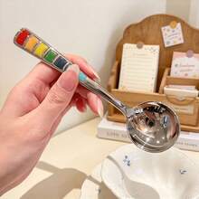 3pcs Restaurant Dining Spoons, Heat-Resistant Dessert Spoons, Western Style Coffee Spoons, Fashionable Heat-Resistant Round Head Spoons, Dessert And Coffee Stirring Spoons, Portable Tableware For Students And Office Workers, Anti-Drop And Easy To Clean - Multicolor - View 7