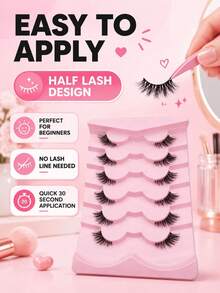 6 Pairs Cat Eye Half False Eyelashes, Fox Style 3D Fluffy Voluminous Lifted Outer Corner Design, 30s Quick Application Beginner-Friendly, Reusable Lightweight Comfortable, Fox Eye Half Lashes For Makeup Beginners, Commuters And Beauty Enthusiasts, Suitable For Daily Commute, Dating, Outings And Beginner Practice - View 4