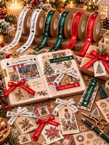 Pita Satin Bertuliskan "Merry Christmas" dalam Bahasa Inggris Sepanjang 10 Yard, Motif Kepingan Salju & Pohon Natal 1,0 cm, Tersedia Berbagai Warna, Kain Halus Mudah Diikat. Cocok untuk Kemasan Kotak Hadiah Natal, Dekorasi Kartu Ucapan, Ornamen Pohon Natal, Pengikat Kotak Hadiah Kue, Pita DIY, Pita Dekorasi Buatan Tangan untuk Suvenir Pesta Liburan. - Pita foil emas - View 4