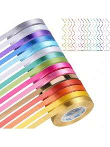 15 Rolls/5 Rolls/1 Roll (1 Roll: 10m Long, 5mm Wide) Metallic Color Balloon String Roll, Multi-Color Packaging Ribbon, Satin Ribbon (2.5cm) (4cm) Balloon Ribbon, Suitable For Handmade Bows, Gift Wrapping, Floral Arrangements, Weddings, Valentine's Day, Christmas - Multicolor - View 3