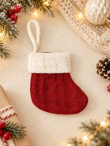 1PC Mini Custom Embroidered Cable Knit Christmas Stocking Personalized Name Xmas Sock, Small Hanging Ornament For Christmas Tree, Unique Holiday Keepsake Gift For Family Members, Custom Embroidery Stocking For Indoor Home Xmas Arrangement. - Multicolor - View 9