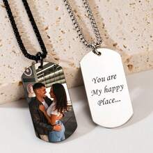 Personalized Colorful Photo For Men Custom Words Picture Steel Necklace With Laser UV Fashion Stainless Steel Calendar Text Picture - Colorful - View 3