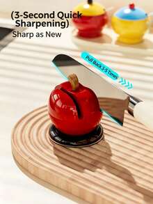 Apple-Shaped Suction Cup Knife Sharpener, Mini Dual-Slot Manual Sharpener For Kitchen Knives And Scissors, Compact Fast Home Use - A - View 6