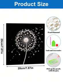 Handmade Pearl Painting Set, Pearl Dandelion Pattern Design, Full Set Of Hand Tools, Wall Decoration, Holiday Gifts. - A - View 5