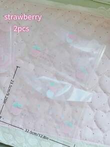 2/1pc Highly Attractive INS Style Card Packaging Material, Transparent Storage Bag, Thickened Gift Bag, Strawberry And Cake Design Elements, Snap Closure Design, Suitable For Daily Use And Study, High Aesthetic And Pattern Stationery Bag - File Folder - View 10