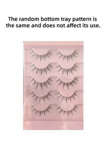 NAIJEMA Manga Style False Eyelashes 5 Pairs Transparent Stem Natural Style, Curly And Soft, Suitable For Cosplay, Daily Makeup, Asian Makeup - Black - View 7