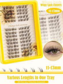 112 Pieces Self-Adhesive Fluffy Faux Mink False Eyelashes, Natural-Looking Individual Lashes, DIY Self-Adhesive Lash Extensions, Cluster Lashes, Natural Cat-Eye Curl, For Daily Use - View 2