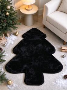 1pc Faux Rabbit Fur Christmas Tree Shaped Rug, Soft Fluffy Machine Washable Carpet, Suitable For Bedroom, Bathroom, Entryway, Living Room, Hallway, Kitchen, Christmas Home Decor Rug, Holiday Decoration And Gift Rug, Seasonal Decorative Mat With Holiday Design, Christmas Decor, Perfect Christmas Gift, Perfect For Christmas And New Year Celebrations - Multicolor - View 2