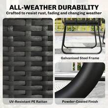 4-Piece Rattan Garden Furniture Set, Outdoor Patio Sofa Set With Loveseat, 2 Armchairs & Glass Coffee Table, PE Rattan Seating Set For Balcony & Small Patio - Black - View 5