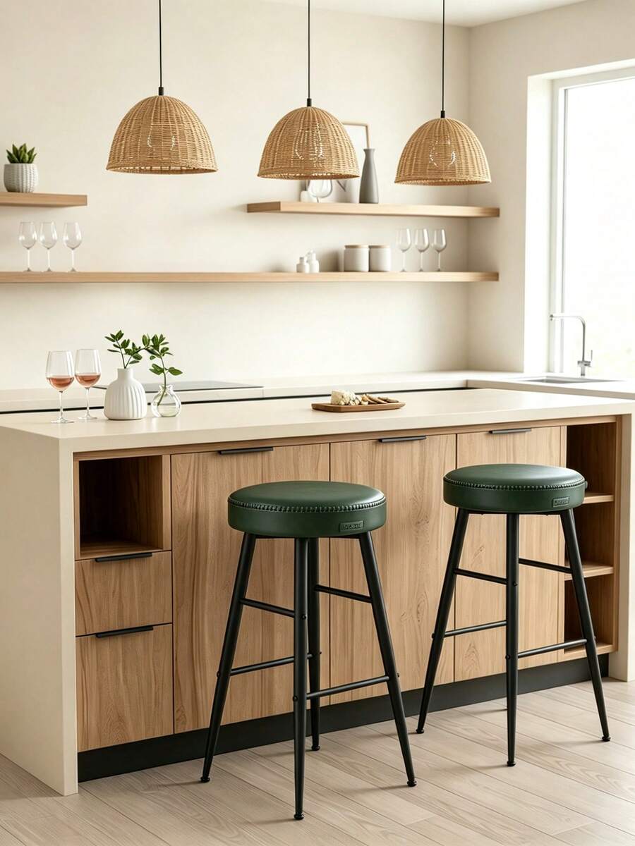 VASAGLE EKHO Collection - Set Of 2 Bar Stools, Kitchen Stools, Breakfast Stools, With Stitching, 63 Cm High, Dining Chair, Easy Assembly, Caramel Brown