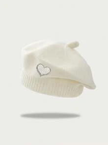 Merlader Style Beret For Women, Autumn And Winter, Heart Pearl Knit Beret Hat, Japanese Retro, Versatile, Face-Slimming, Octagonal Hat, Pumpkin Hat - Multicolor - View 9