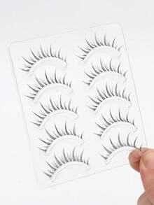 NAIJEMA Manga Style False Eyelashes 5 Pairs Transparent Stem Natural Style, Curly And Soft, Suitable For Cosplay, Daily Makeup, Asian Makeup - Black - View 5