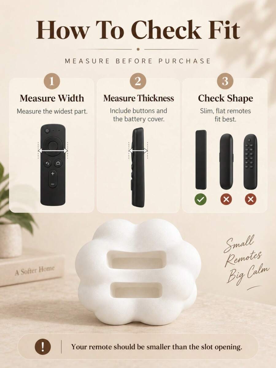 1pc/2pcs Cloud-Shaped 2-Slot Remote Control Holder For Slim & Flat-Back Remotes, Black Or White Desktop TV Remote Organizer Stand For Living Room, Bedroom & Media Console, Please Check Slot Size Before Purchase - Cloud Style - View 1