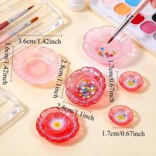 3pcs/1set Mini Flower-Shaped Nail Brush Cleaning Tray, Creative Petal Nail Brush Cleaning Cup, Multi-Functional Nail Art Rhinestone & Pearl Storage Box, Nail Brush Cleaning Box - Multicolor - View 9