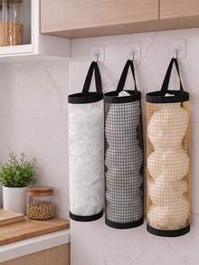 1pc Foldable Storage Bag + Hook,Soft Plastic Storage Bag,Breathable Plastic Bag Organizer,Kitchen Accessories,Kitchen Storage,Holiday Essentials,Kitchen Essentials,Christmas Decor,Room Decor,Soft And Fluffy,Bathroom Accessories,Behind Door Storage - Multicolor - View 5