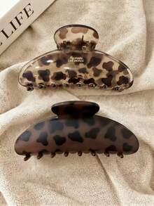 2pcs/1pc Large Vintage Leopard Print Hair Claw Clip, Non-Slip Strong Grip Hair Accessory For Thick And Thin Hair - Multicolor - View 1