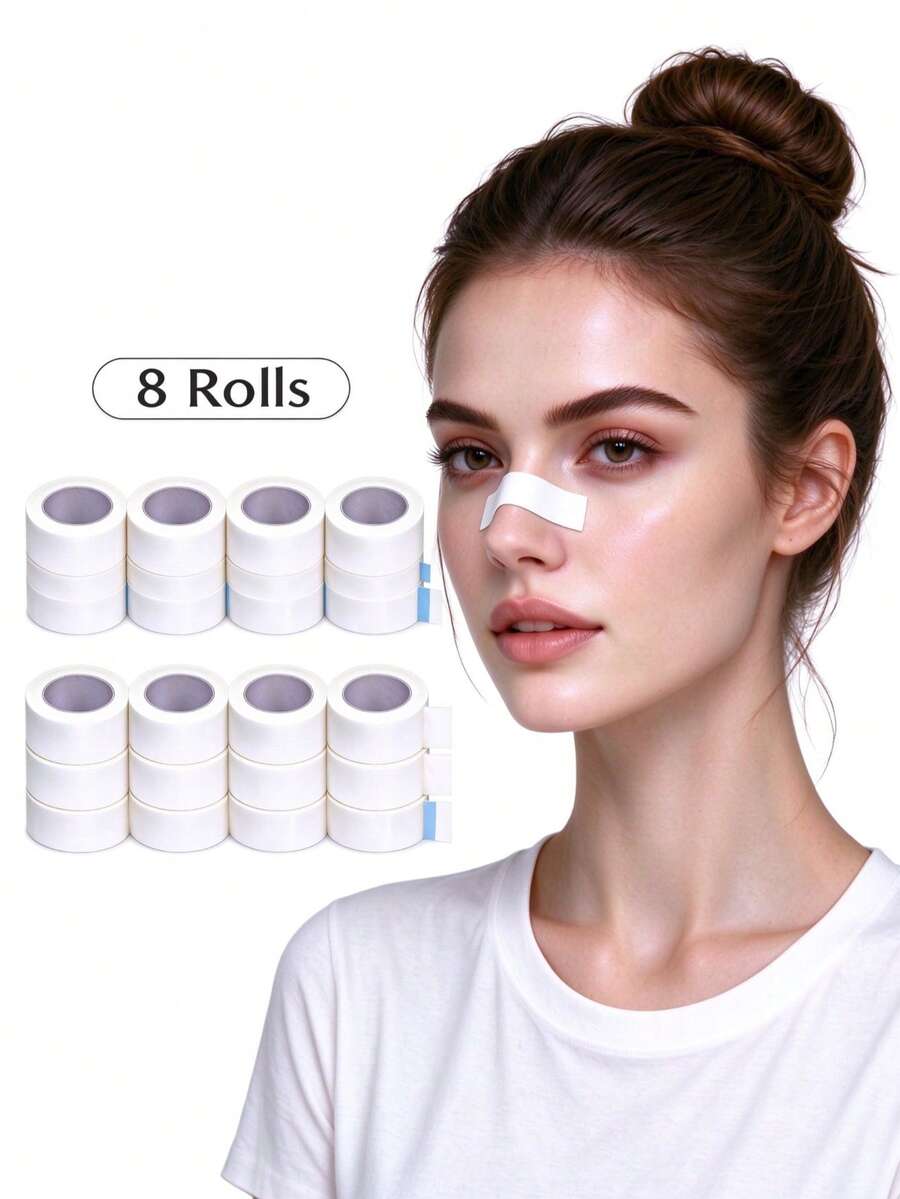 8 Gulungan Plester Hidung Non-Woven untuk Pembentukan Hidung Rhinoplasti, Plester Kertas Hipoalergenik, Plester Mikropori Bernapas, Perekat (Putih) - Putih - View 1
