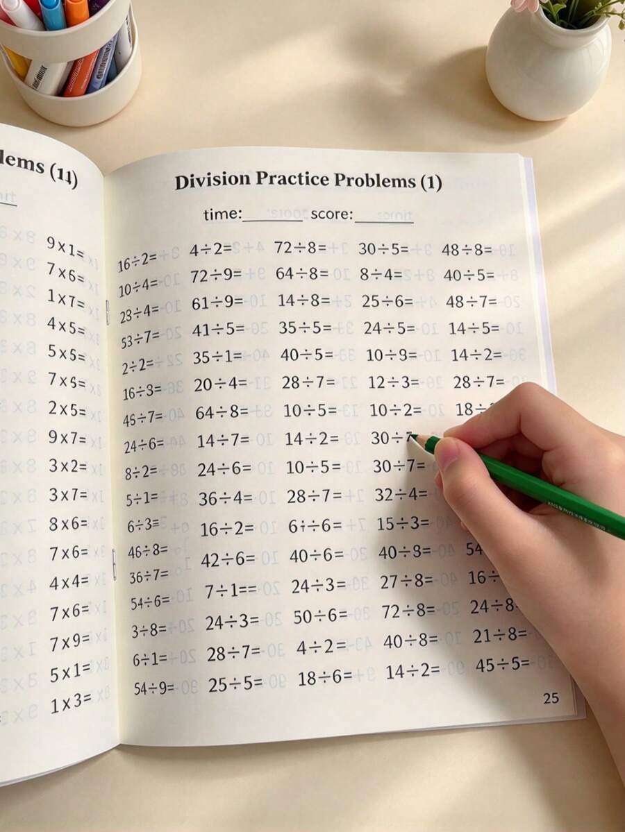 Student Multiplication And Division Specialized Practice Book, Children's Multiplication And Division Practice Book, Elementary School Math Specialized Training, 48 Pages Of Fun Exercises, Multiplication Tables And Division Operations, After-School Home Practice, Improve Calculation Ability, Elementary School Math Enlightenment Workbook, Math Enlightenment Practice Book, Useful Teaching Tool For Home Homework Tutoring. Learning Supplies, New Year Gift, Birthday Gift - Multicolor - View 1