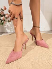 Calla Lily Flower Stiletto Heel Sandals For Women, Square Toe, Buckle Adjustable Ankle Strap, 10cm High Heel Party Wedding Shoes - Pink - View 9