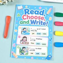 Children's English Vocabulary Reading & Writing Activity Book, Read Sentences From Pictures, Circle Answers & Write Words, Multi-Theme Colorful Illustrations, Suitable For Basic Reading Practice & Parent-Child Learning - Multicolor - View 9