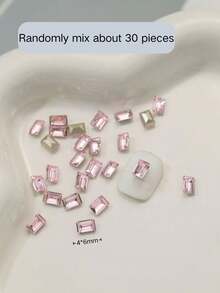 30pcs Fall, Autumn, Fall Nails Mini Square Sugar Nail Art Rhinestones, Colorful Rectangular Right Angle Ice Sugar Rhinestones Nail Accessories, DIY Nail Decoration Accessories - Multicolor - View 9