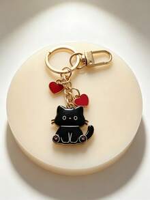 Cute Cartoon Cat Keychain Bag Pendant, Multiple Cute Kitten Charms With Red Heart Decoration, Women's Handbag Backpack Accessory, Daily Decorative Gift - Multicolor - View 9