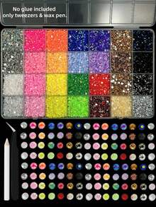 1pc 24 Colors Random Mixed Nail Art Rhinestones, Flat Back Resin Rhinestones, Suitable For Nail Art, Clothing Fabric Decoration, Handmade DIY And More - Multicolor - View 1