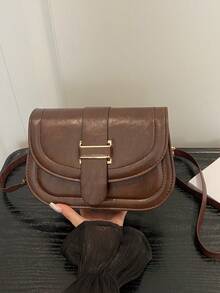 Fashion Mini Minimalist Flap Crossbody Bag Women's Bag Mini Flap Saddle Bag - Coffee - View 10