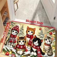 1pc New Christmas Bestseller - Daily Decoration - Holiday Decoration - Christmas - Christmas Reindeer Sleigh Rug, Suitable For Living Room, Bedroom, Indoor - Machine Washable - Flannel Material, Delicate Texture, Comfortable To Skin, No Pilling, Easy Care, No Odor - Perfect For Home Decor, Room Decor, Living Room Rug, Bedroom Rug, Bathroom Rug, Kitchen Rug, Area Rug, Hotel Decor - Area Rug, All Season Use - Multicolor - View 4