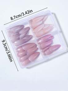 96pcs Almond Shaped Nails, Milk Tea Nude Pink Glossy Fake Nails, Autumn Full Coverage Reusable, With Storage Box, Includes 1pc Jelly Glue And 1pc Nail File, Suitable For Women And Girls Daily Wear And DIY Use - Multicolor - View 3