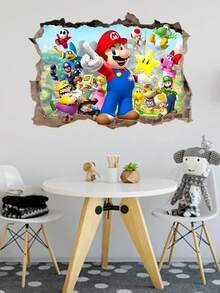 MASSDI Classic Video Game Themed Cracked Hole Wall Art Sticker, Lifelike Through Wall Visual Effect, Waterproof Self-Adhesive Decal, Simple Installation, Great For Game Corner Refresh, Living Room Accent Wall And Event Background Decor - Wall Sticker - View 13
