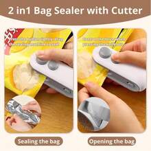 Mini Sealer, 2-In-1 Heat Sealer And Cutter, USB Rechargeable Portable Handheld Food Bag Resealer, Magnetic Design, Instant Heating, Keep Food Fresh, Suitable For Potato Chips, Snacks, Plastic Bags (PP, PE, PVC), Kitchen Storage - Multicolor - View 11
