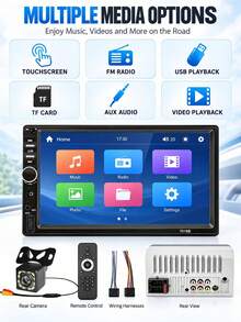 7 "Double Din Car Stereo, Touchscreen Car MP5 Player With Apple CarPlay&Android Auto, Bluetooth, FM Radio, USB/AUX, Universal 2 Din Car Multimedia Receiver, 7018B, Car Video DVD Player(Without Battery) - Mp5 - View 13