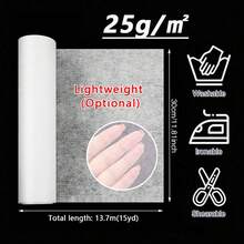 1 Roll, 11.8 Inches X 10/15/20 Yards Iron-On Fusible Interfacing, Suitable For Sewing And Crafting - Lightweight Polyester Interfacing For Garments, Bags And Home Decor - White - View 13