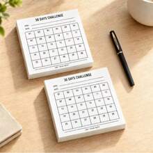 5/3/1pc Date Planner Sticky Notes Set, Minimalist 30-Day Challenge Habit Tracker Notebook, Undated Grid Goal Tracking Notebook, Daily Task List Sticky Notes, Journal Collage Insert Productivity Planning Tool, Student Campus Office Goal Planning Stationery - one-size - View 1