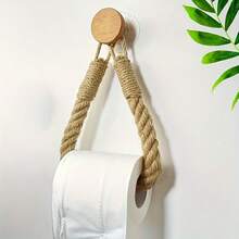 2-1pc Rope Paper Towel Holder, No-Drill Suction Cup Rotating Towel Rack, Towel Storage Rack, Face Towel Organizer, Wall-Mounted Hook, Wall Storage Paper Towel Rack, Home Storage Rack, Kitchen Bathroom Multi-Function Hook Storage Rack, Bohemian Style Decorative Paper Towel Holder, Strong Load-Bearing, Easy Installation And Removal, No Glue Residue, Suitable For Towels, Rags, Bath Sponges, Cleaning Brushes, Rental Home Storage, Christmas, Thanksgiving, New Year, Valentine's Day Best Gift Choice, Essential Storage Item - Multicolor - View 2
