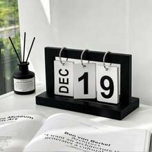 1 buah Kalender Abadi Kayu Minimalis Modern, Gaya Gantung dengan Halaman yang Dapat Dibalik, Dekorasi Meja Kamar Tidur, Hadiah Liburan, Kalender Meja Dekoratif - 1PC - View 1
