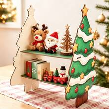 1pc Green Artificial Christmas Tree Storage Rack, With Independent Desktop Centerpiece Display Stand - Multi-Layer Design, Suitable For Gifts, Books, Decorations, Space-Saving Storage Rack, Suitable For Office, Party - Modern Minimalist Holiday Table Decor - Multicolor - View 3