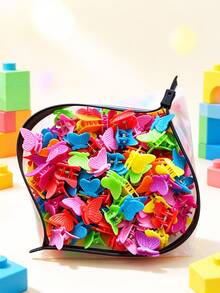 50pcs Girls Kids Colorful Floral Bow Rabbit Ear Butterfly Hair Clips, Rainbow Y2K Small Hair Clips, Daily Use Hair Accessories - Multicolor - View 4